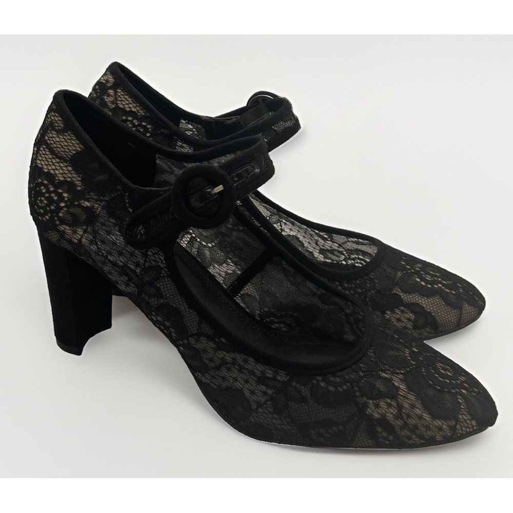 Impo Tina Black Lace Velvet Heel Pumps Whimsigoth Ren Fair Women's 12 M